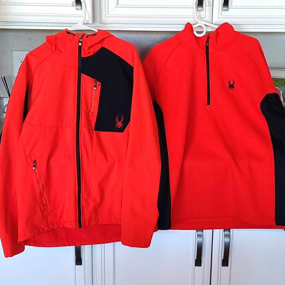 Spyder hooded shell with core half zip ski sweater